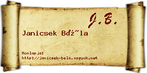 Janicsek Béla névjegykártya